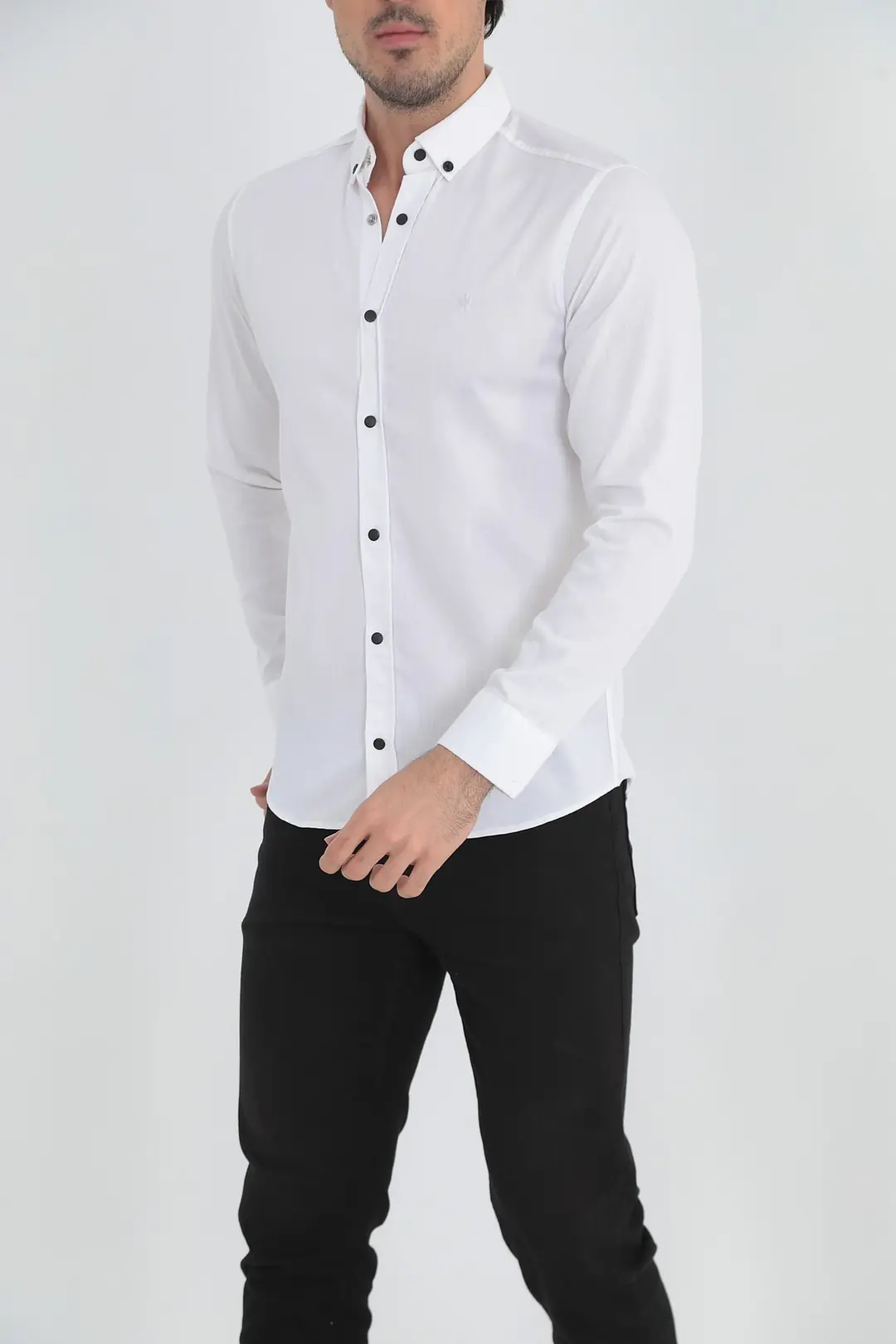 Erkek Slim Fit Kot Gömlek — görsel 4