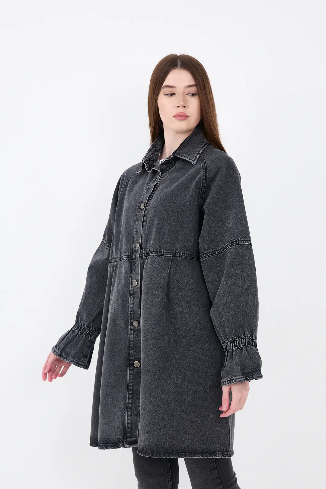 Kadın Oversize Kot Ceket — görsel 3