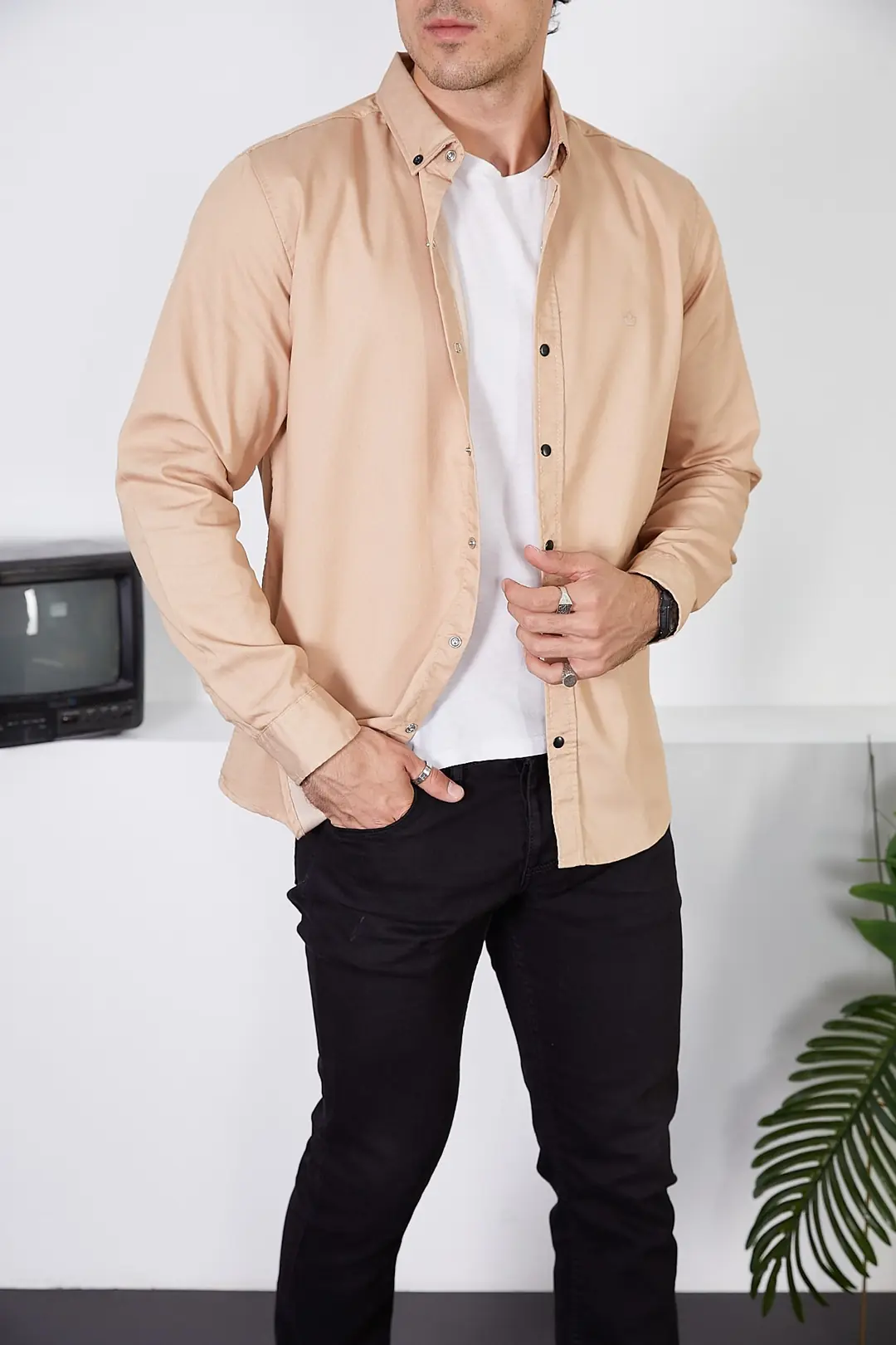 Erkek Slim Fit Kot Gömlek — görsel 1