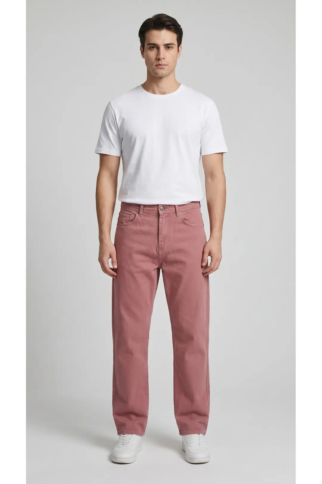 Erkek 100% Pamuk Baggy Kot Pantolon - flamingo
