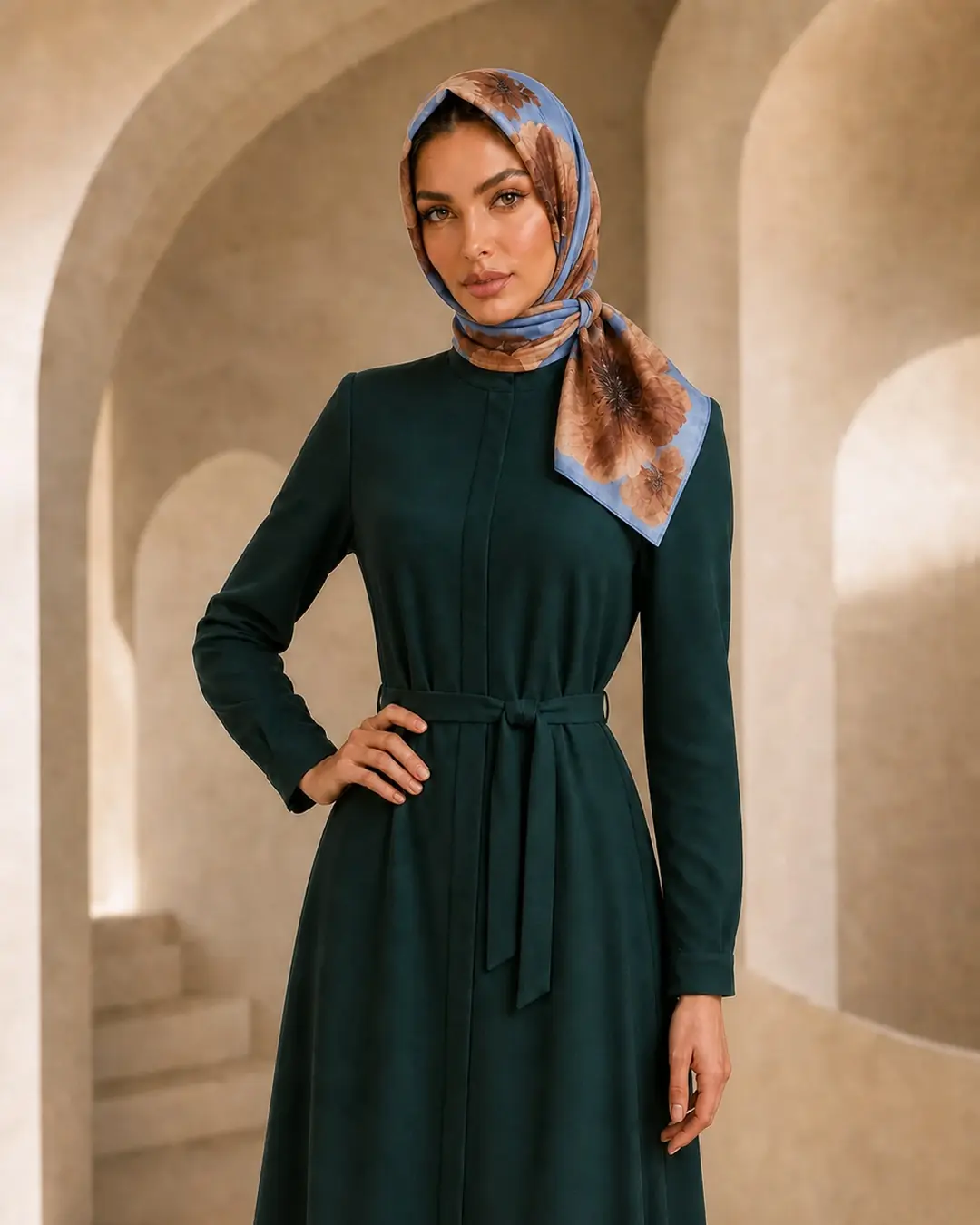 Soft Eşarp - Gelincik Desenli - K - mavi
