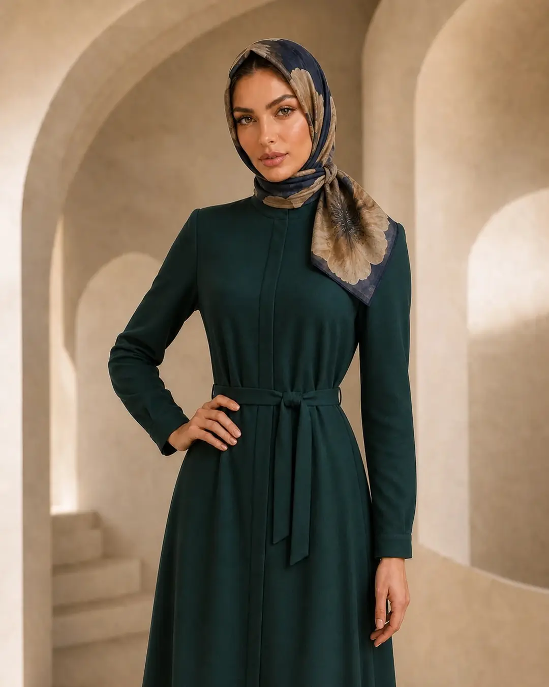 Soft Eşarp - Gelincik Desenli - K - lacivert