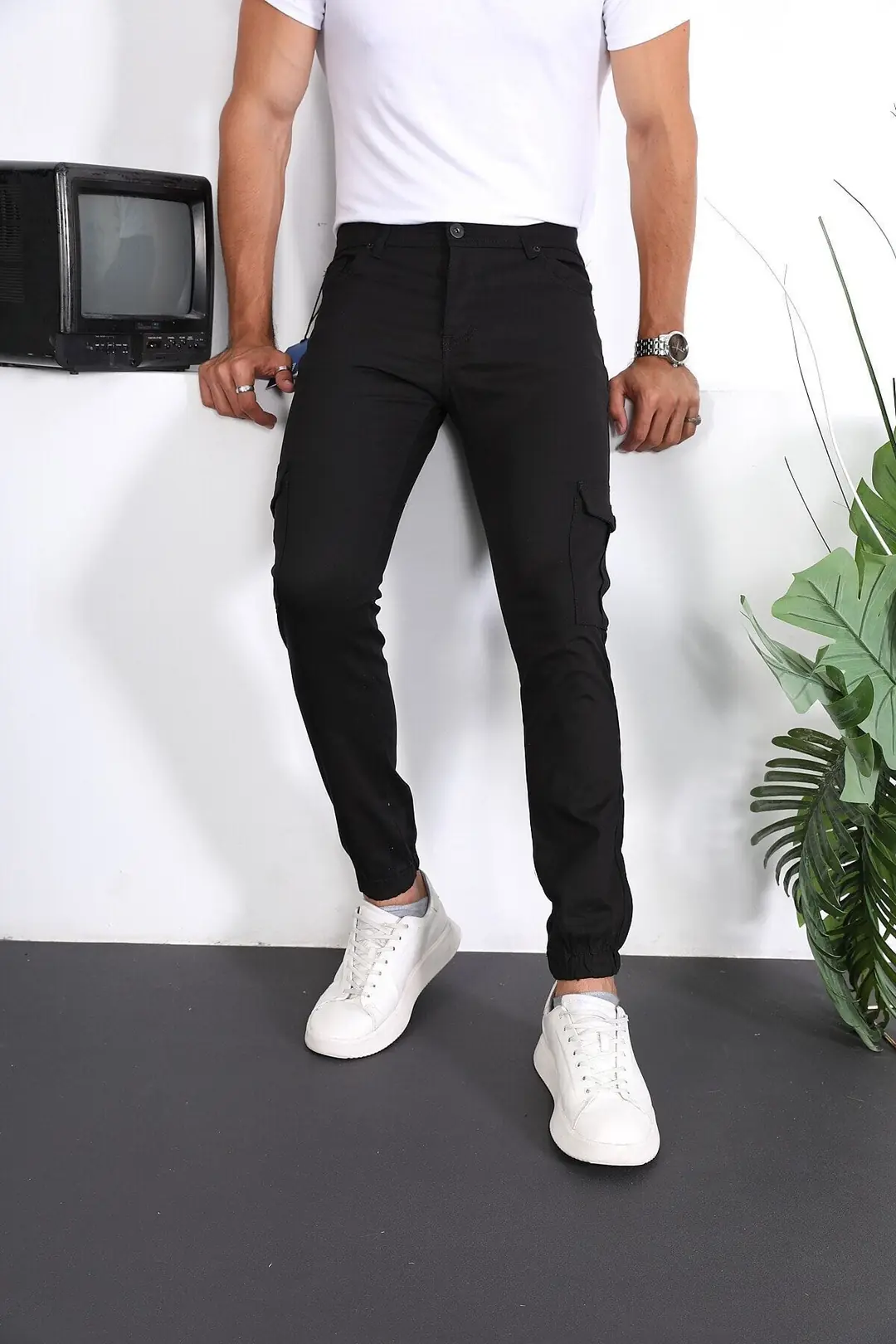 Erkek Slim Fit Paça Lastikli Kargo Pantolon — görsel 3