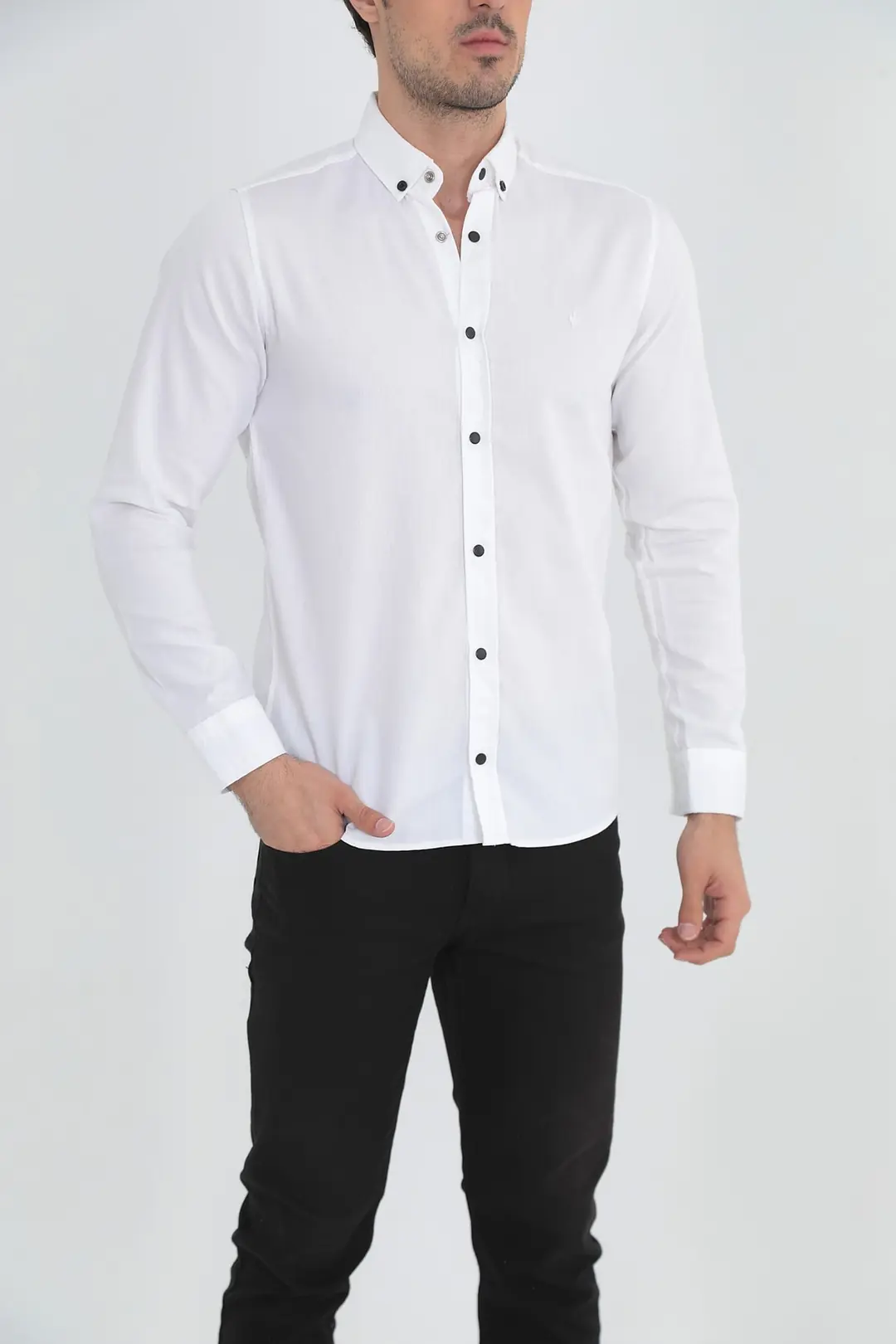 Erkek Slim Fit Kot Gömlek — görsel 6