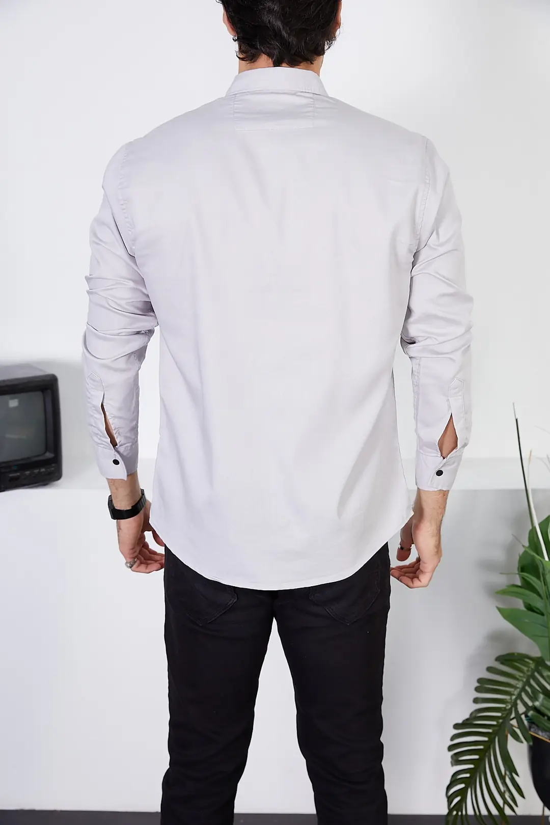Erkek Slim Fit Kot Gömlek — görsel 3