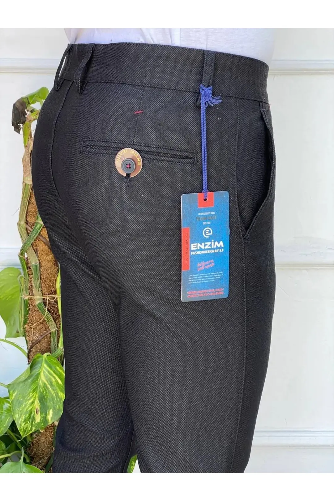 Erkek Slim Fit Chino Keten Pantolon — görsel 3