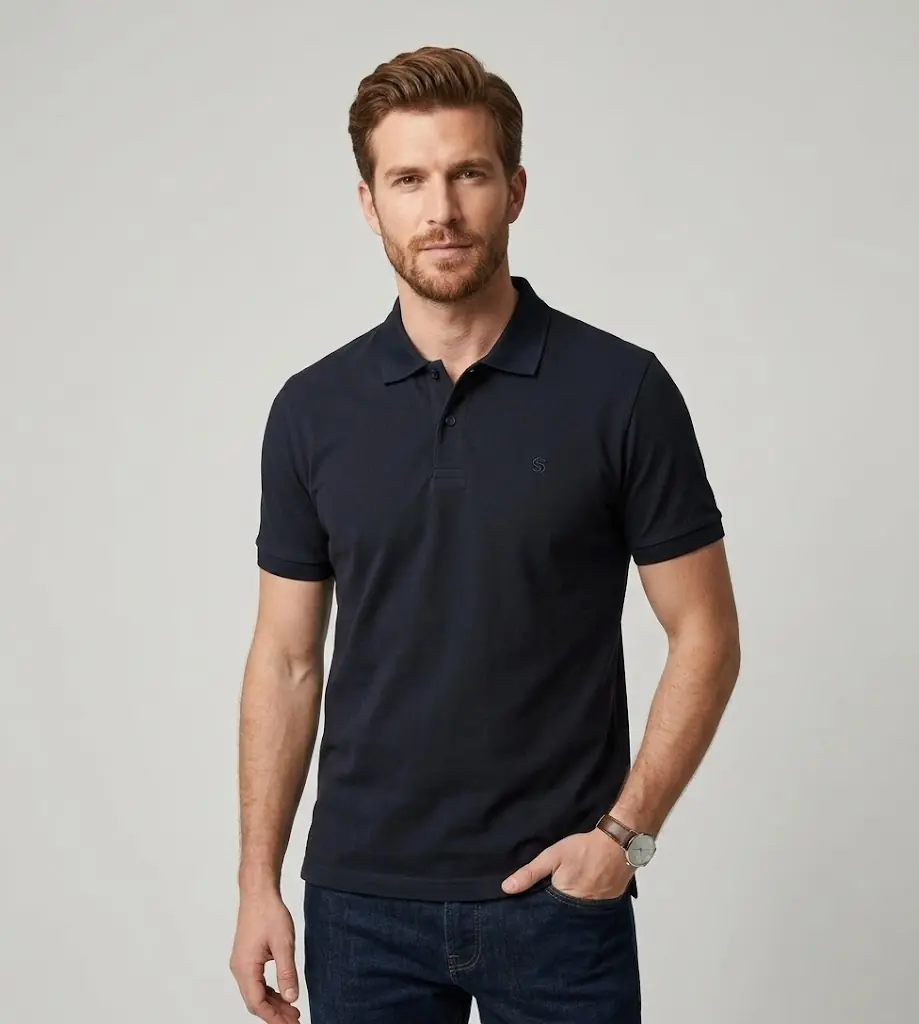 Erkek Polo Yaka Double Face T-Shirt — görsel 3