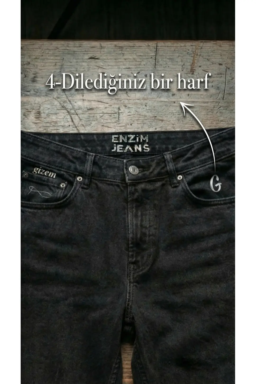 Kadın Wide Leg Kot Pantolon İsme Özel Tasarım Kişiselleştirilebilir Hediye Jean — görsel 6