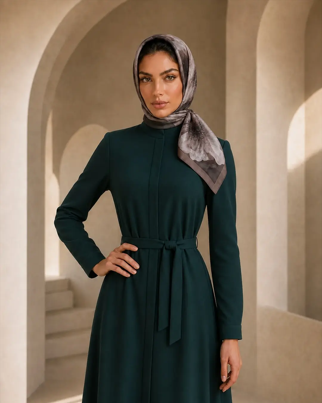 Soft Eşarp - Gelincik Desenli - K - füme