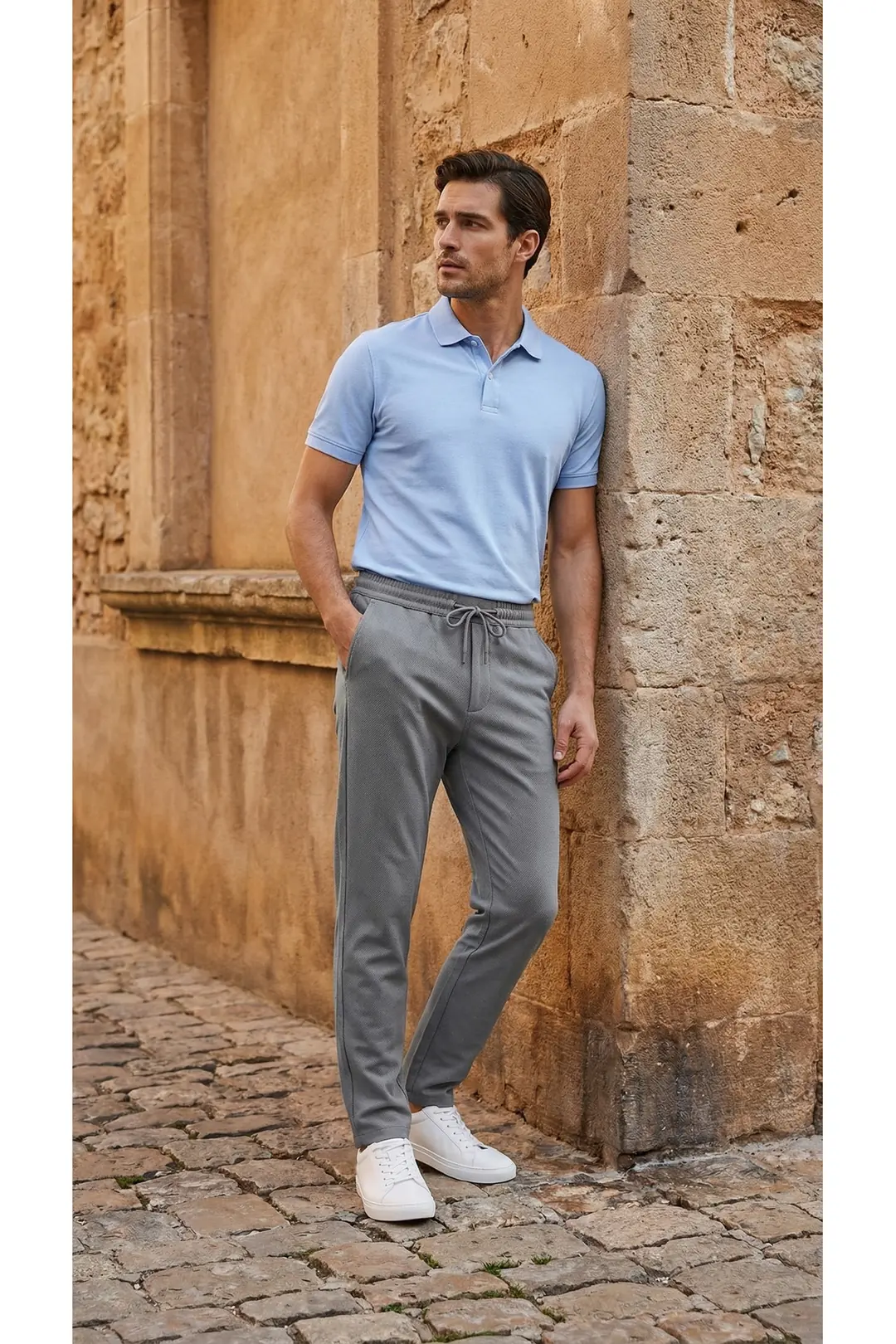 Erkek Slim Fit Jogger Pantolon - gri