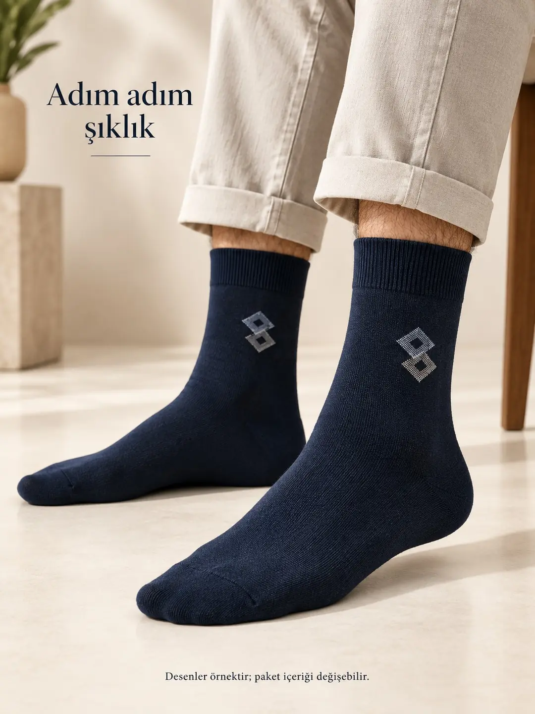 Erkek Premium Bambu Dikişsiz Soket Çorap 6'lı Karışık Desen — görsel 3