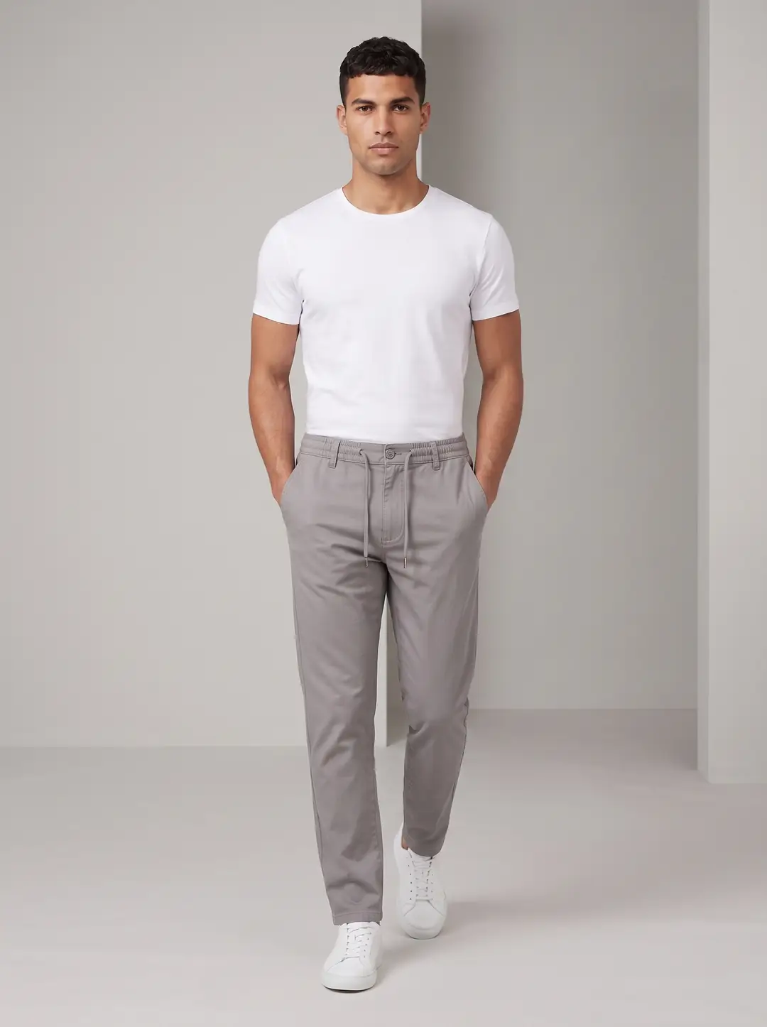 Erkek Beli Lastikli İpli Chino Jogger Pantolon — görsel 8