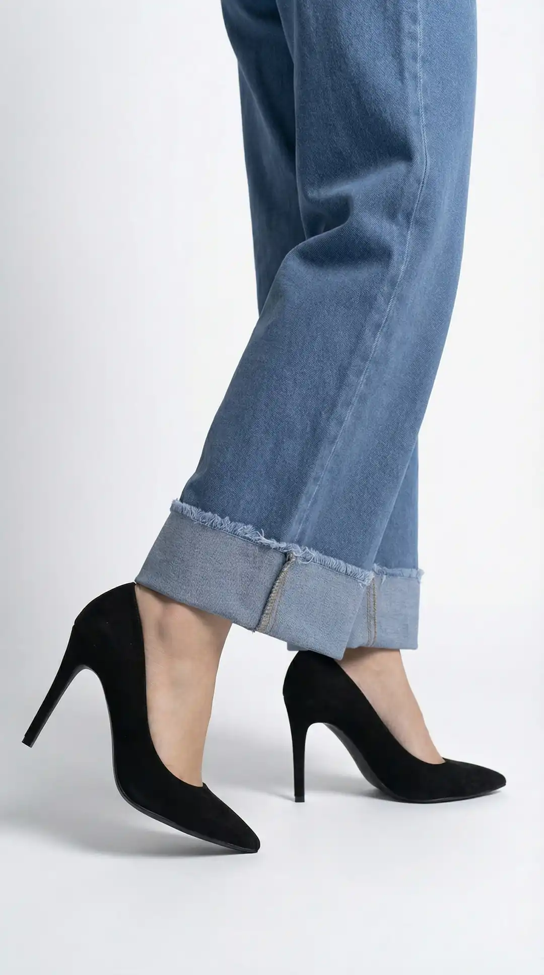 Kadın %100 Pamuk Makasla Ayarlanabilir Boy Wide Leg Baggy Jeans — görsel 2