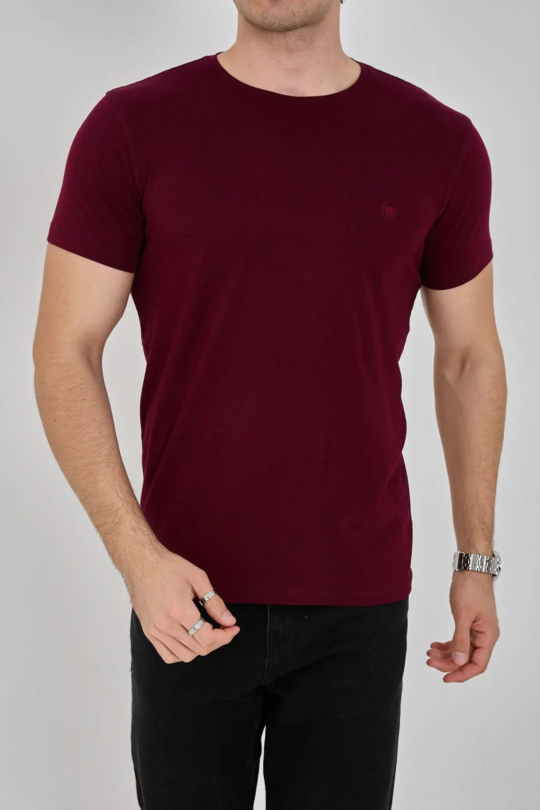 Erkek Basic T-Shirt - Bordo