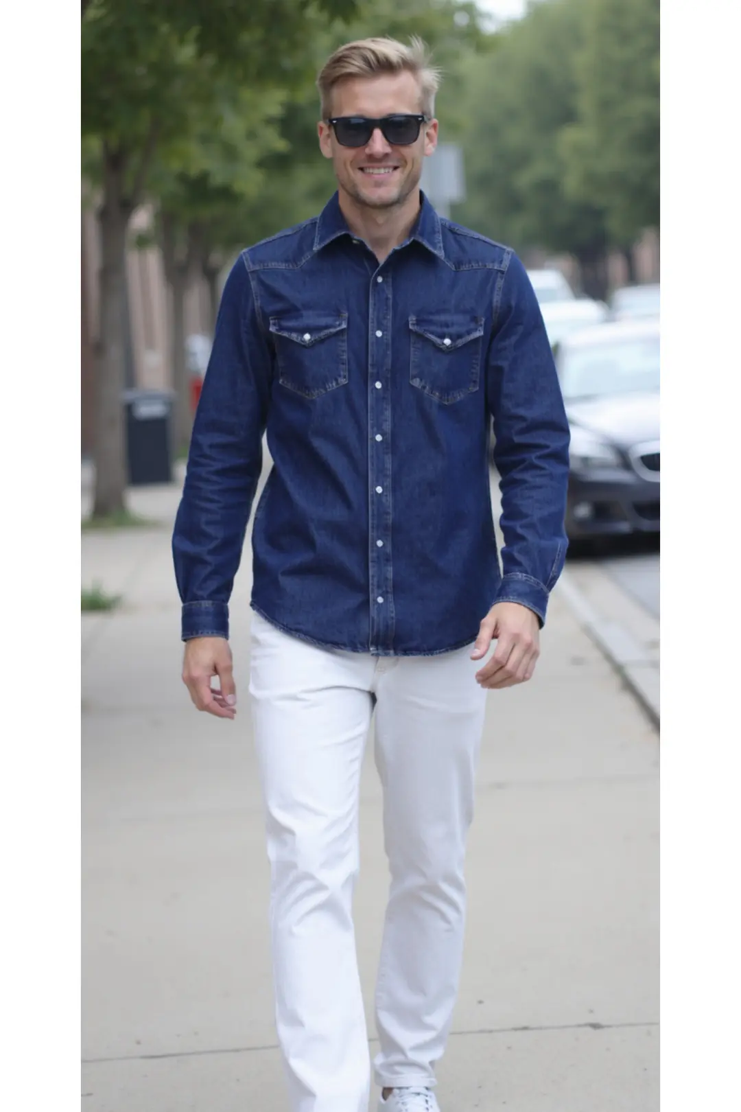 Erkek %100 Pamuk Denim/Kot Rahat Gömlek- Ceket — görsel 2