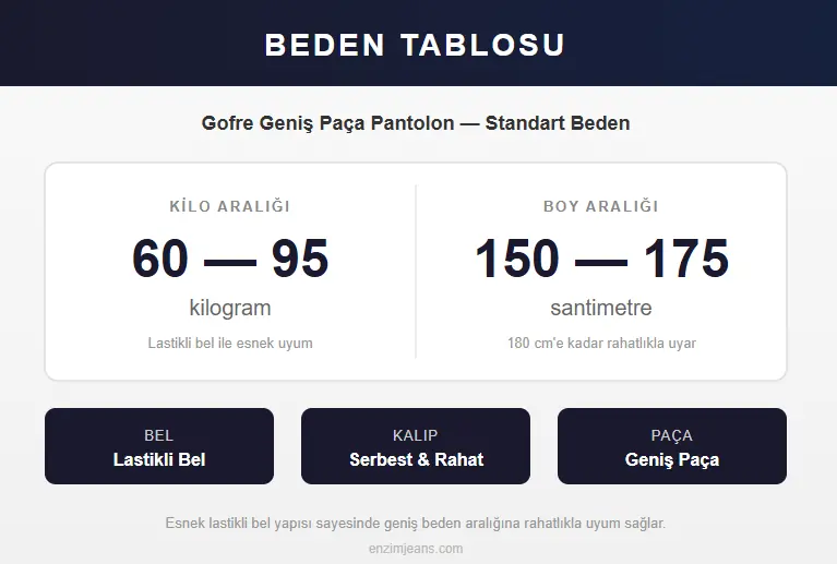 Büzgülü Bel Gofre Geniş Paça Kadın Pantolon — görsel 4