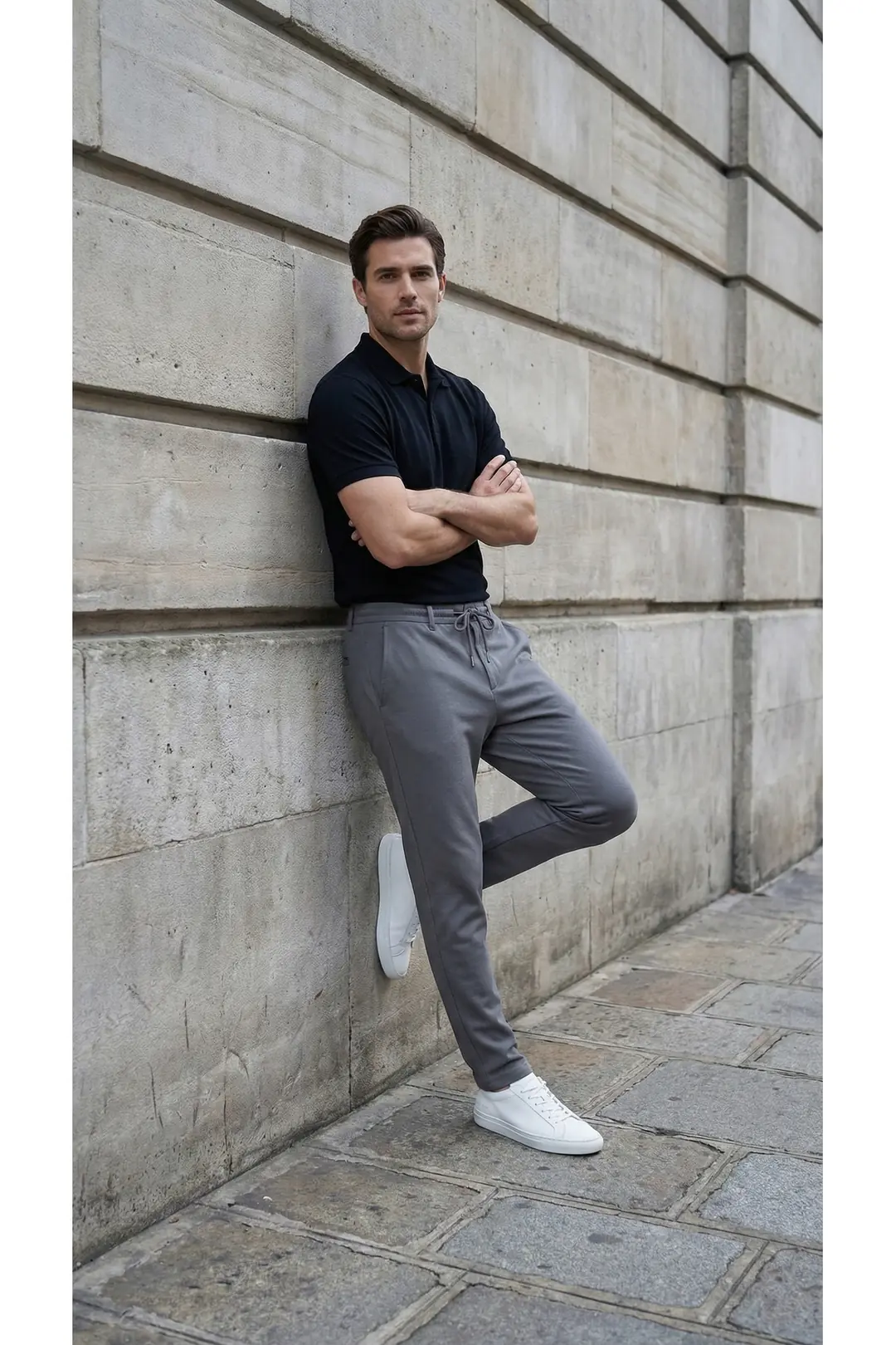 Erkek Slim Fit Jogger Pantolon - gümüş