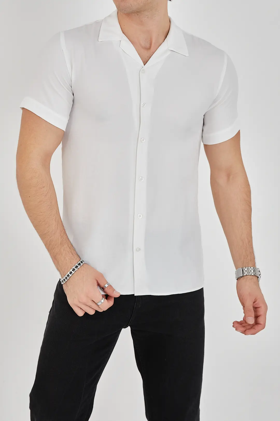 Erkek Slim Fit Polycotton Kısa Kol Gömlek — görsel 3