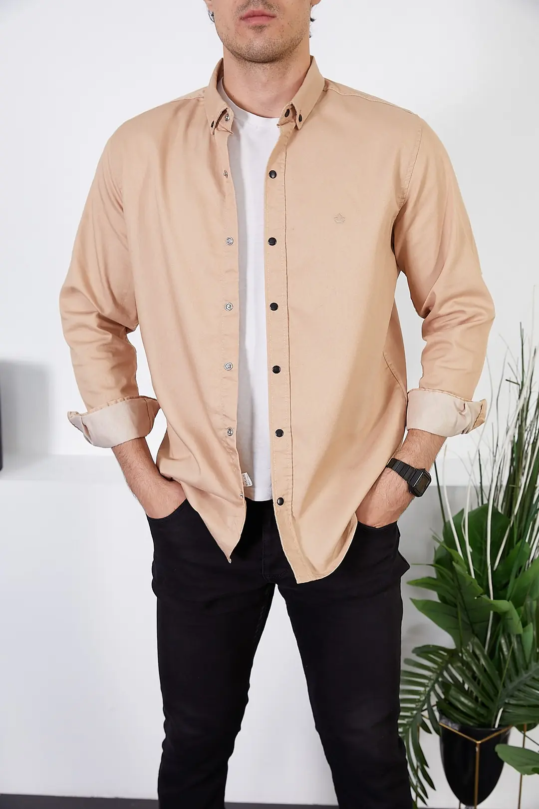 Erkek Slim Fit Kot Gömlek — görsel 6