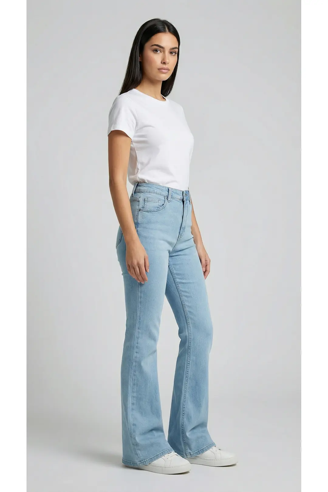 Kadın Süper Yüksek Bel Bootcut / İspanyol Paça Jean Pantolon — görsel 5