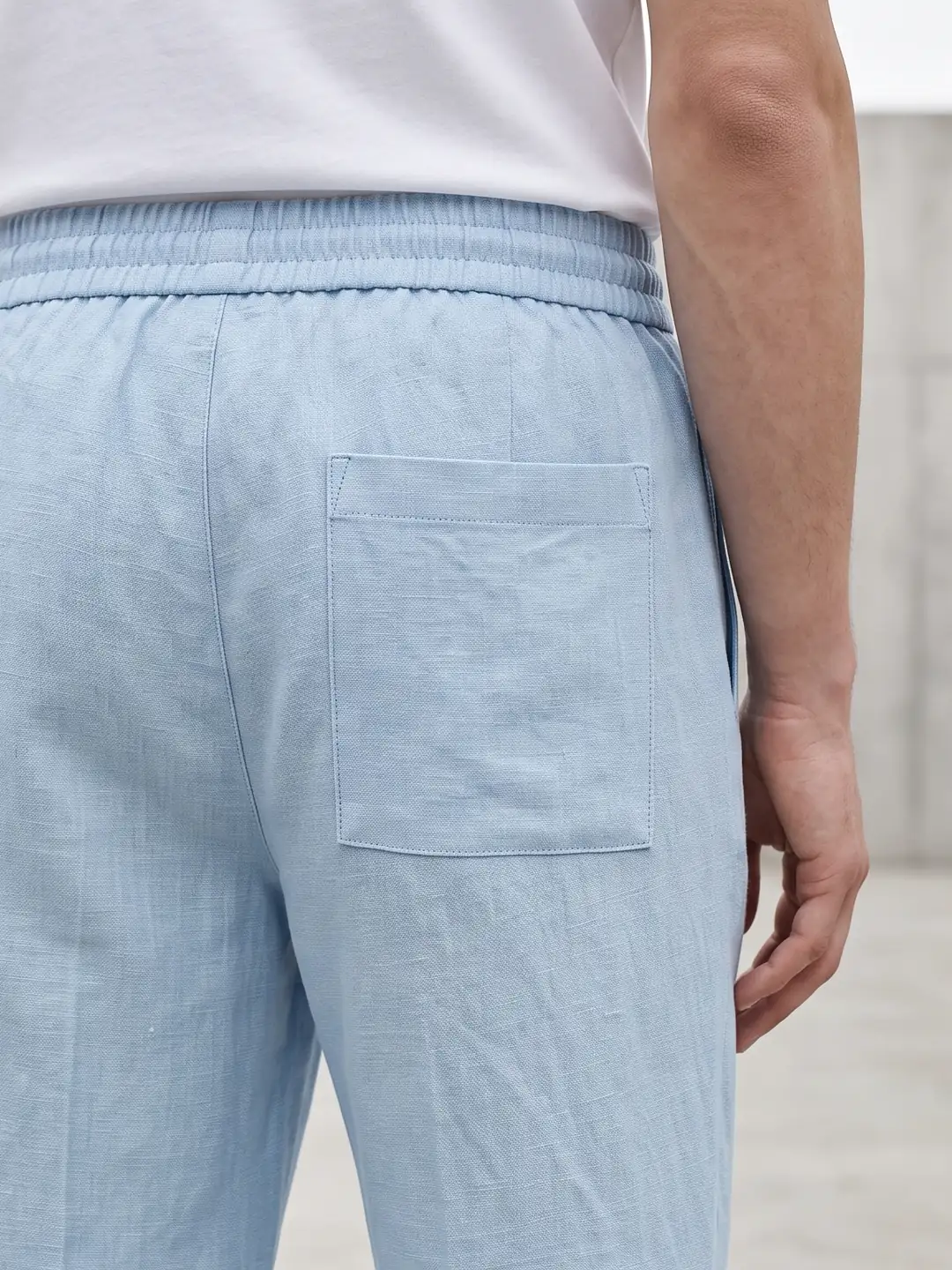Erkek Beli Lastikli İpli Keten Pantolon — görsel 6