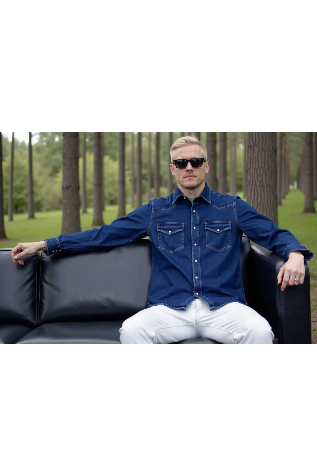 Erkek %100 Pamuk Denim/Kot Rahat Gömlek- Ceket — görsel 3