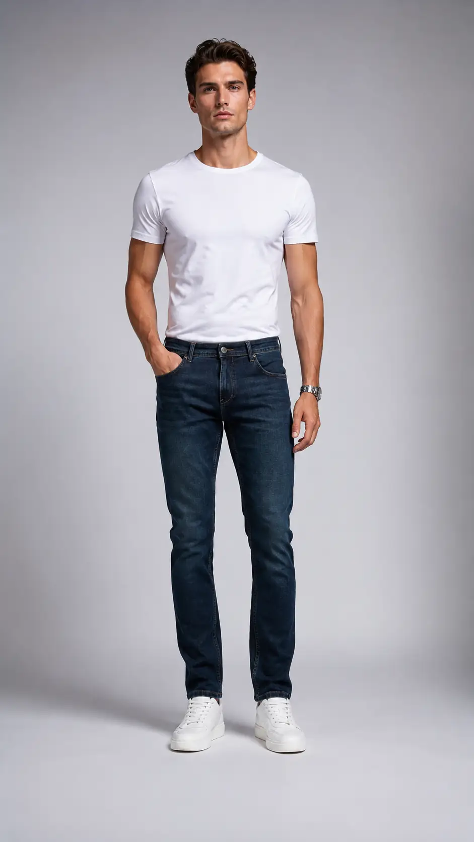 TallFit 215 | Uzun Boy Erkek Kot Pantolon — 215 cm'e Kadar Ekstra Uzun - koyu mavi