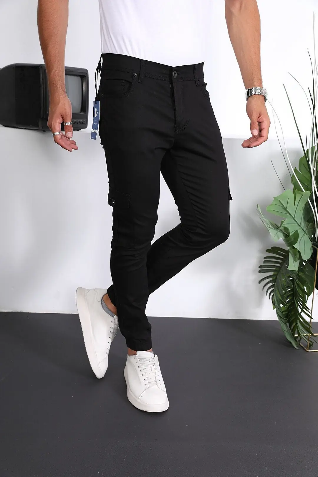 Erkek Slim Fit Paça Lastikli Kargo Pantolon — görsel 1