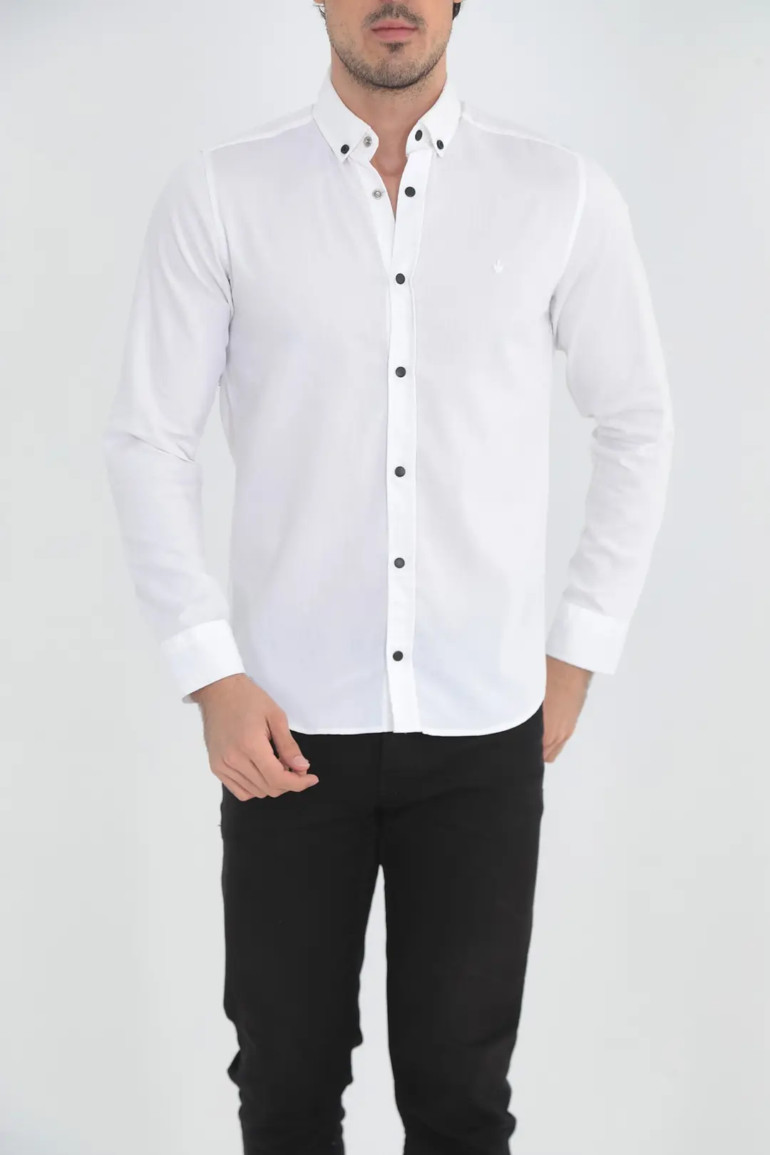 Erkek Slim Fit Kot Gömlek — görsel 3