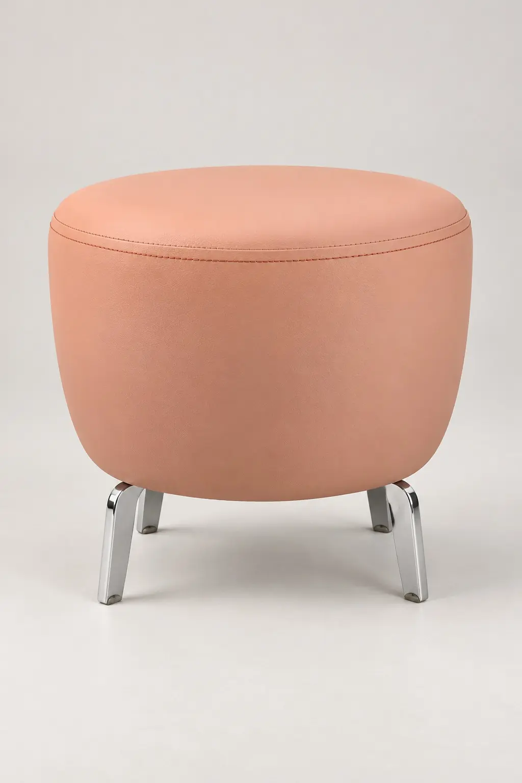 Pembe İnter Deri Yuvarlak Puf – Metal Ayaklı, 40 cm Makyaj ve Salon Pufu — görsel 2