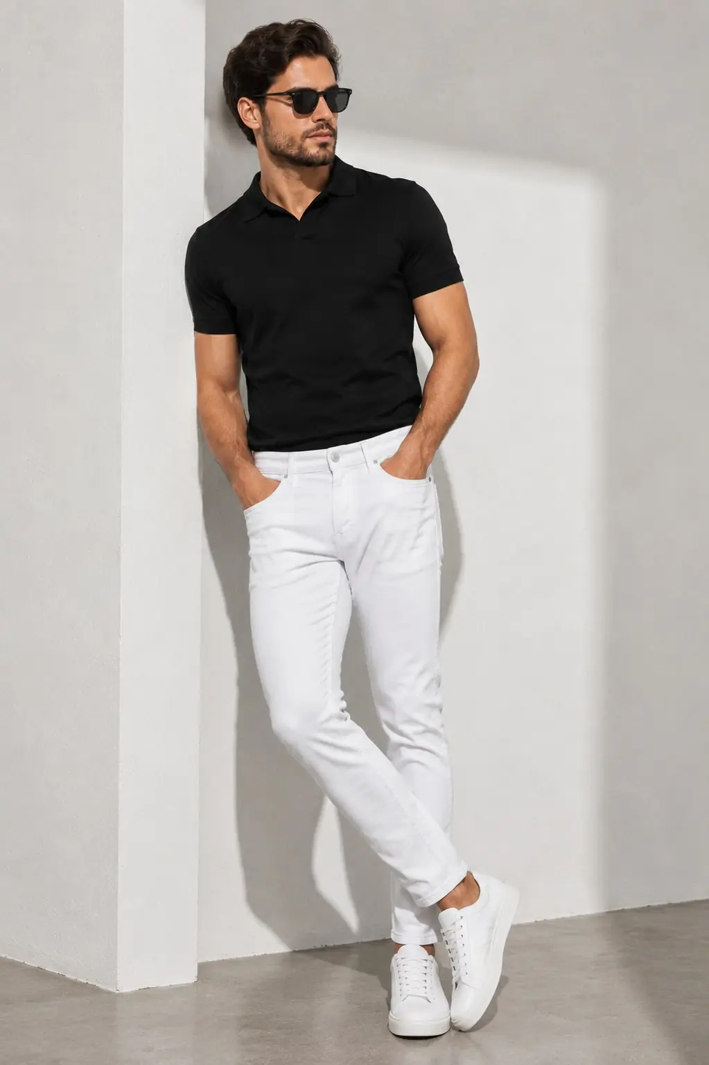 Erkek Likralı Denim Slim Fit Beyaz Jeans — görsel 2