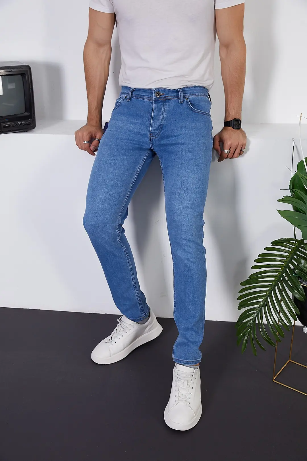 Erkek Likralı Slim Fit Kot/jeans Pantolon – Açık Mavi — görsel 2