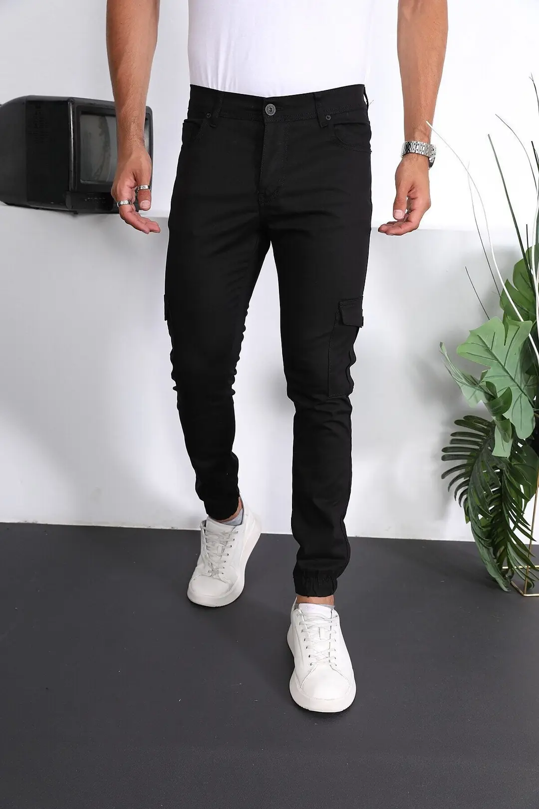 Erkek Slim Fit Paça Lastikli Kargo Pantolon — görsel 4