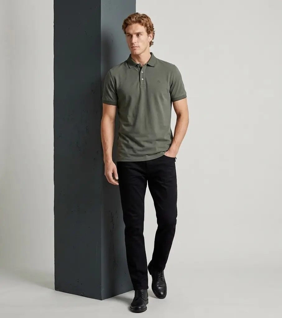 Erkek Polo Yaka Double Face T-Shirt - yeşil