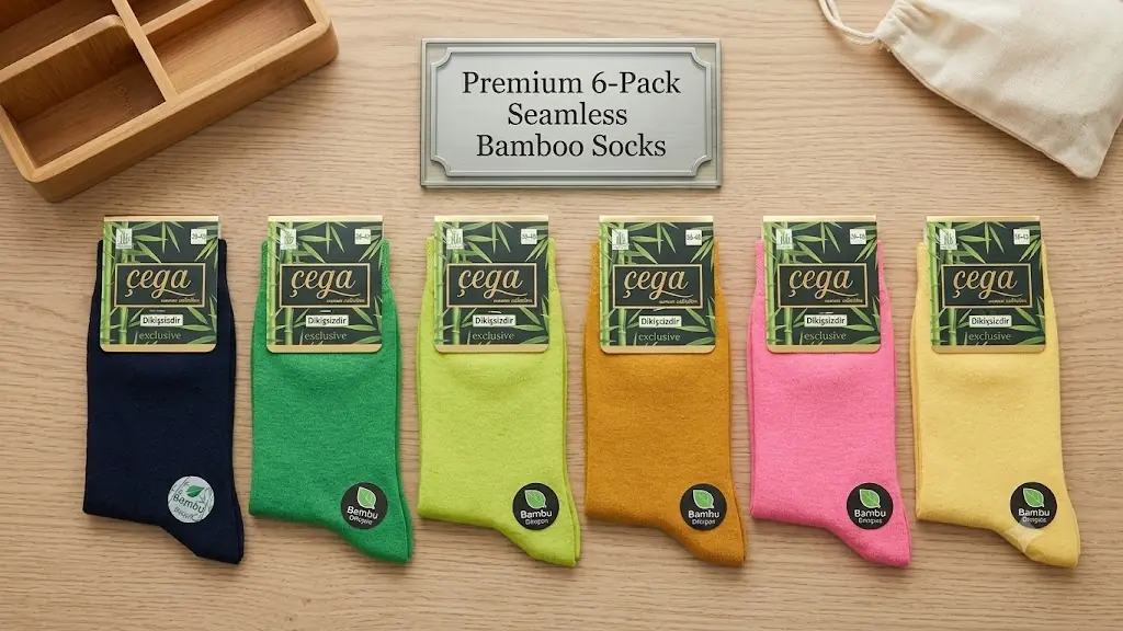 Kadın Premium Bambu Dikişsiz Renkli Soket Çorap 6'lı (36-40)
