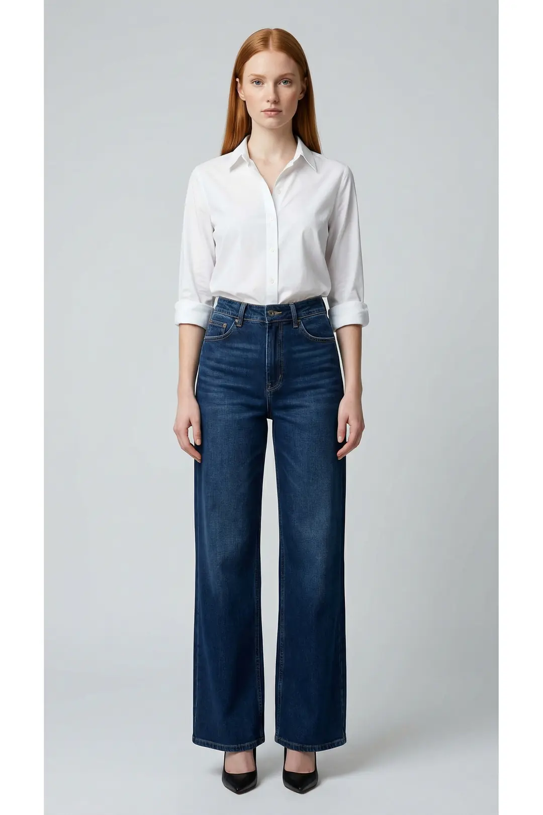 Kadın Süper Yüksek Bel Straight Jean Kot Pantolon — görsel 1