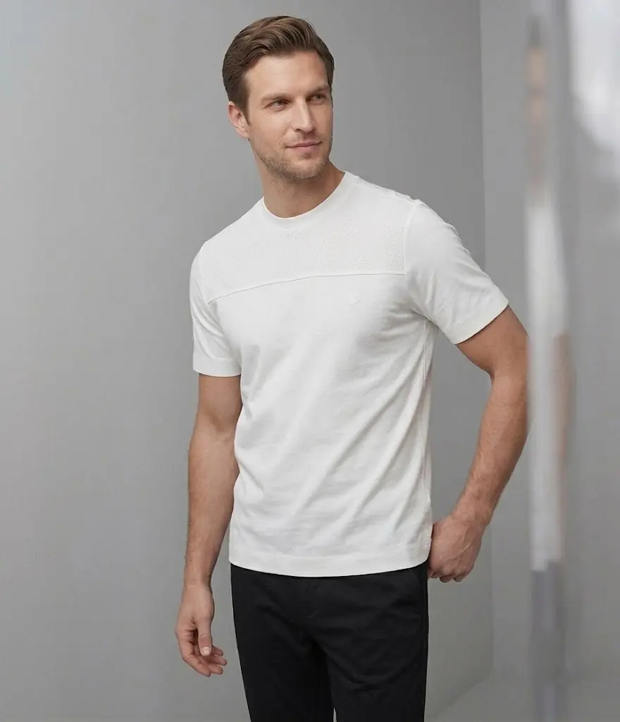 Erkek Bisiklet Yaka Double Face T-Shirt — görsel 2