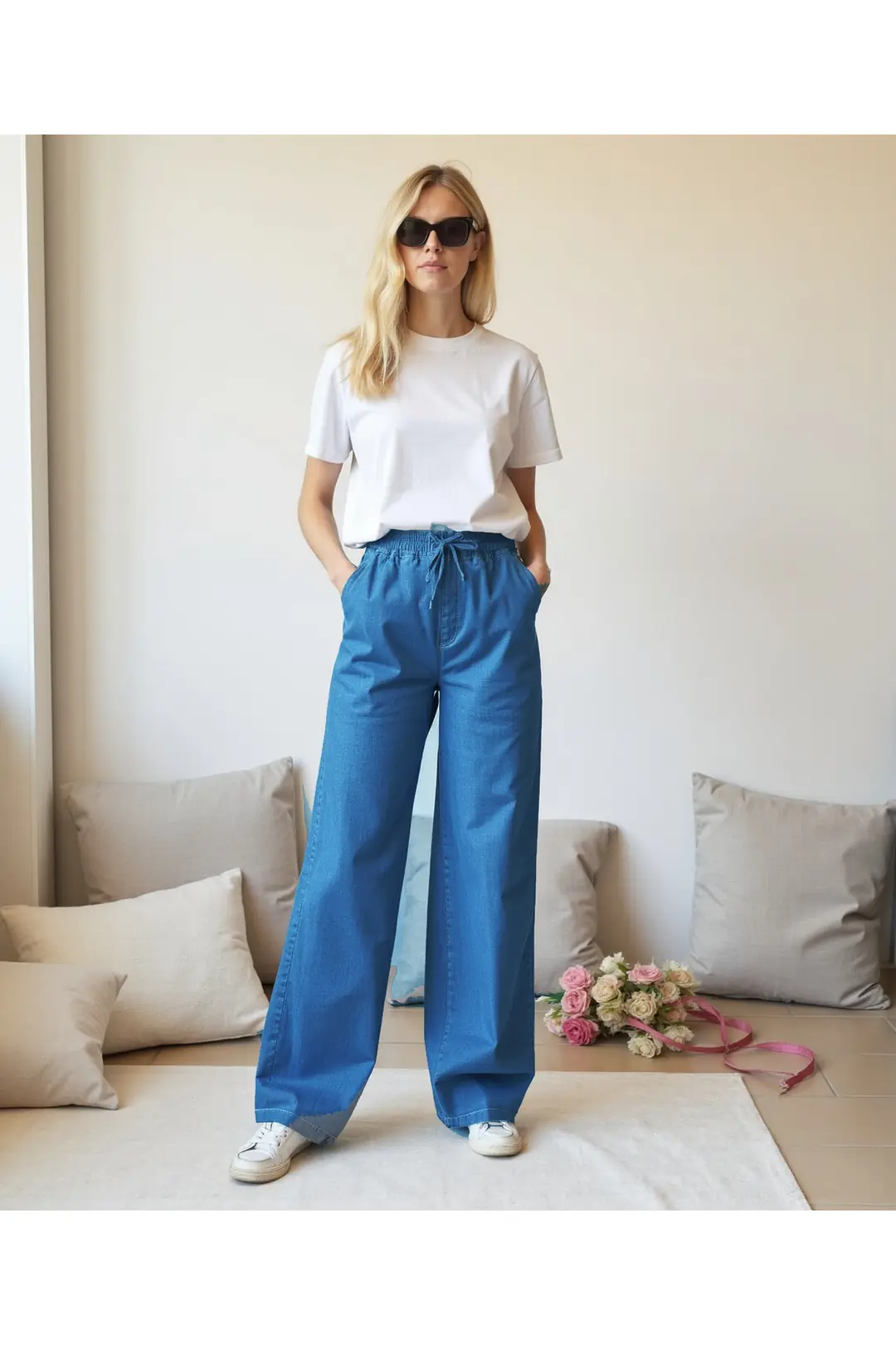 Kadın Bel Paça Lastikli Comfort Jeans — görsel 4