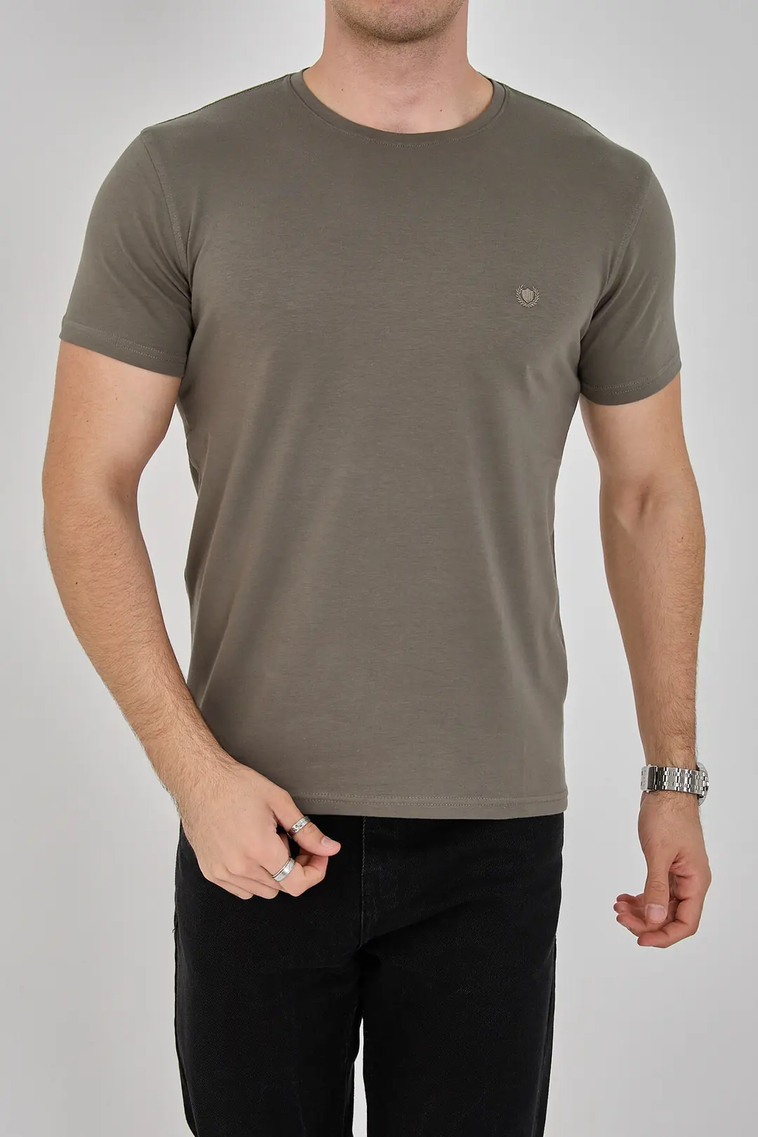 Erkek Basic T-Shirt - haki