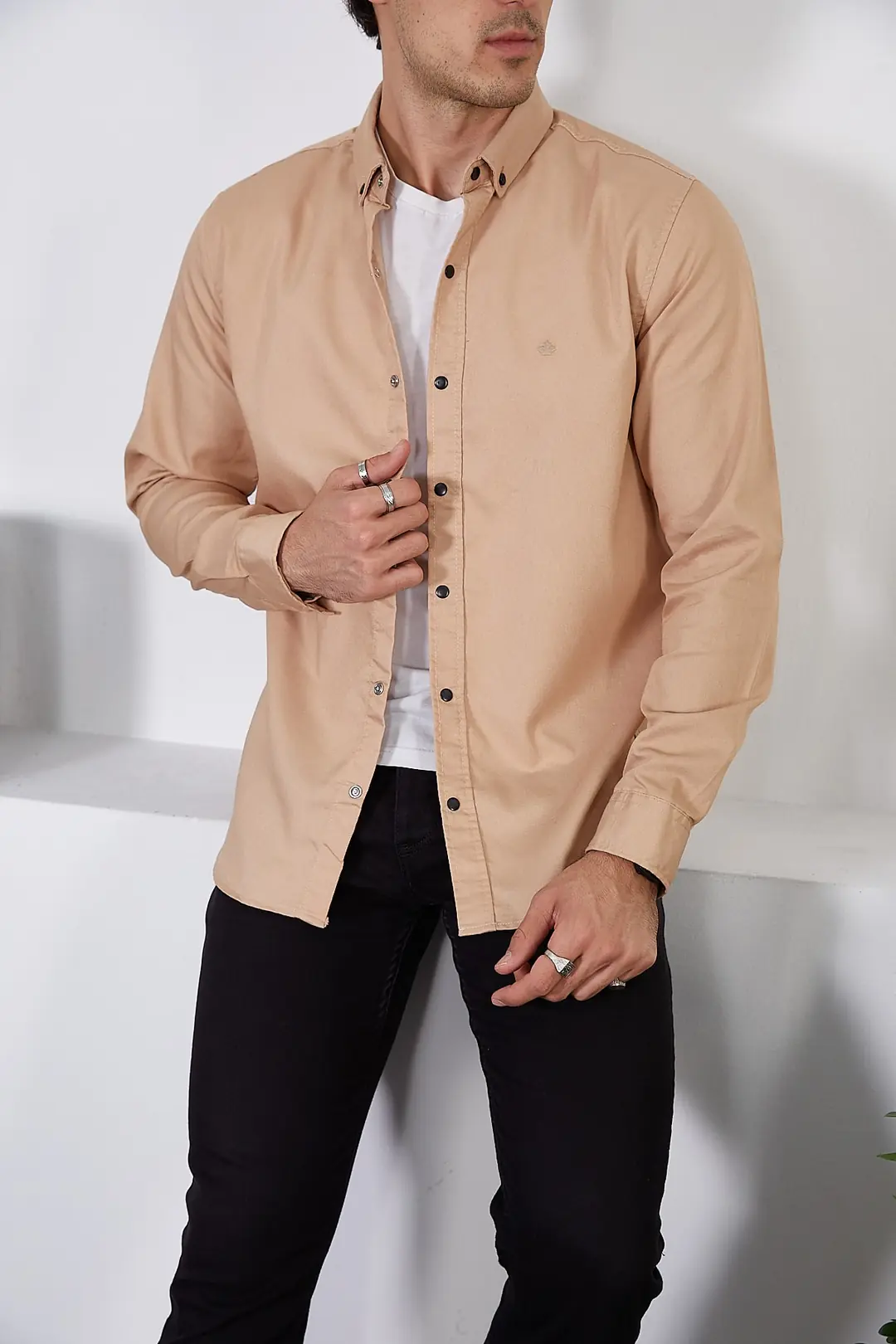 Erkek Slim Fit Kot Gömlek — görsel 2