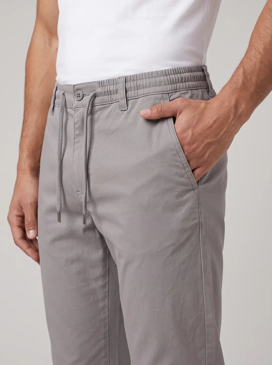 Erkek Beli Lastikli İpli Chino Jogger Pantolon — görsel 5