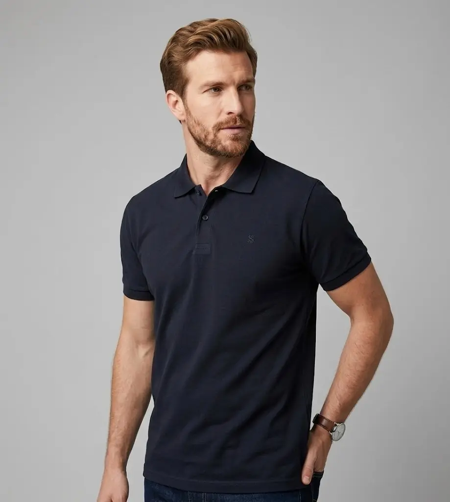 Erkek Polo Yaka Double Face T-Shirt — görsel 4