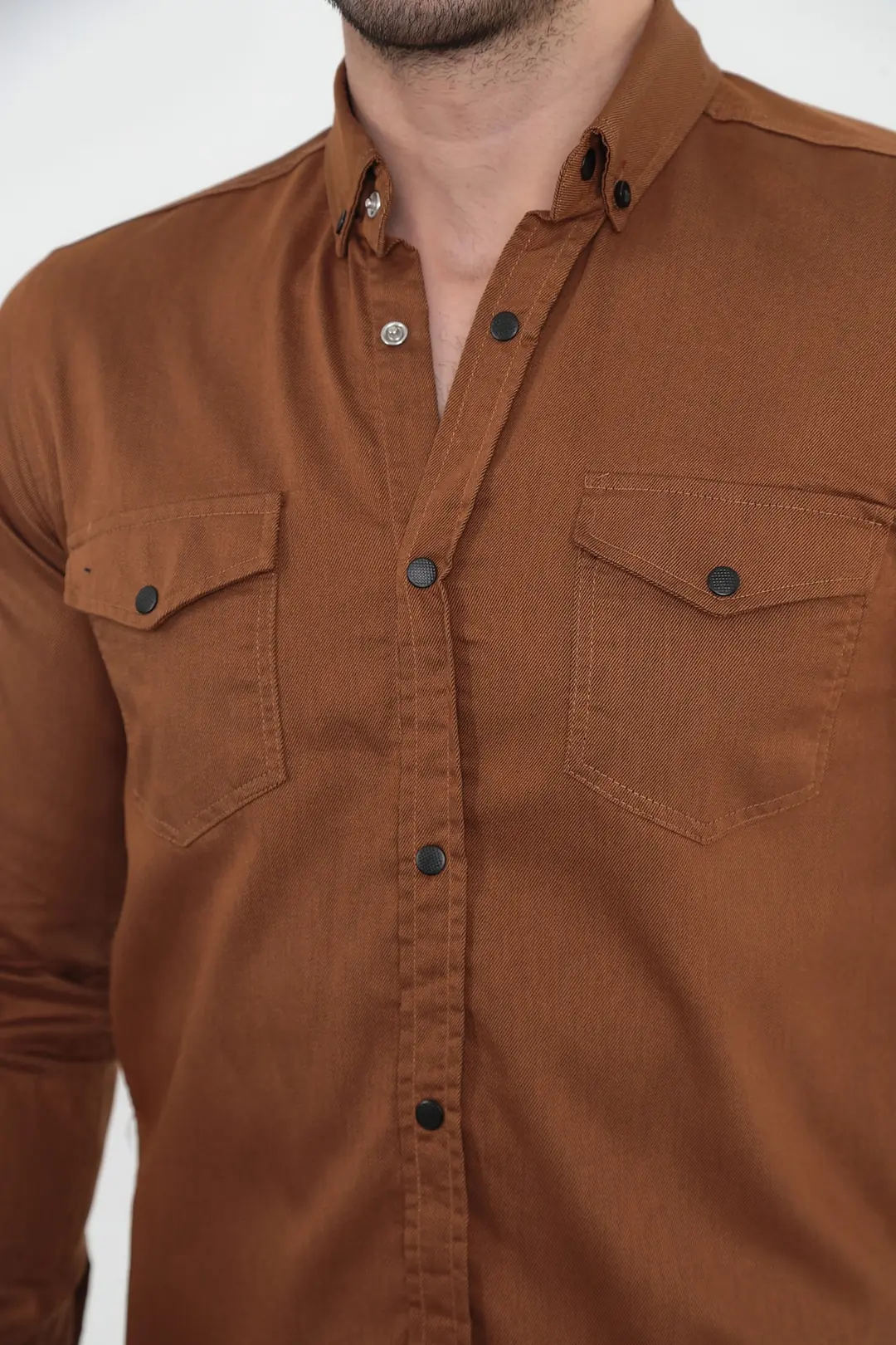Erkek Slim Fit Kot Gömlek — görsel 5