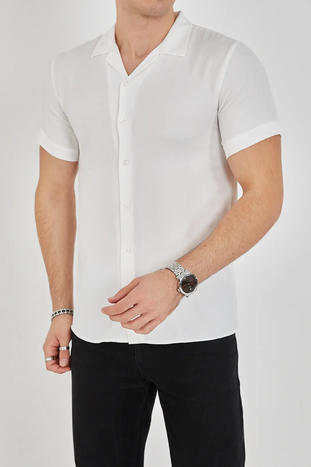 Erkek Slim Fit Polycotton Kısa Kol Gömlek — görsel 2