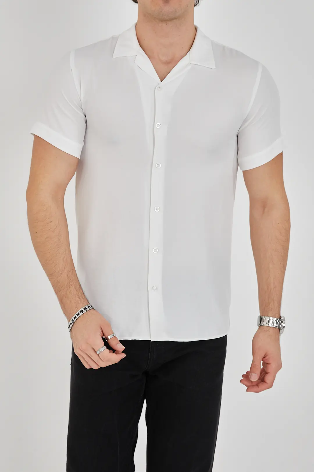 Erkek Slim Fit Polycotton Kısa Kol Gömlek — görsel 1
