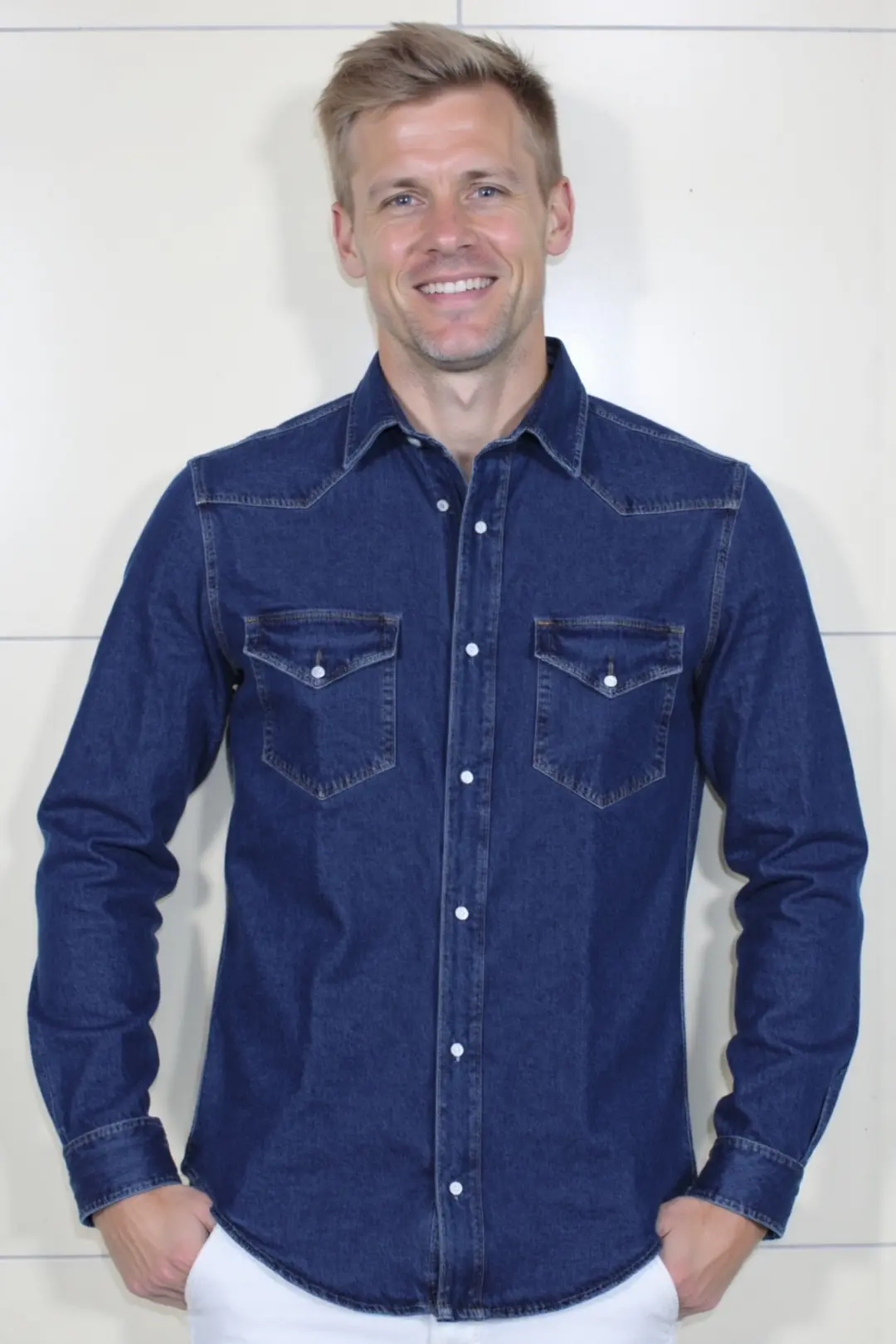 Erkek %100 Pamuk Denim/Kot Rahat Gömlek- Ceket — görsel 8