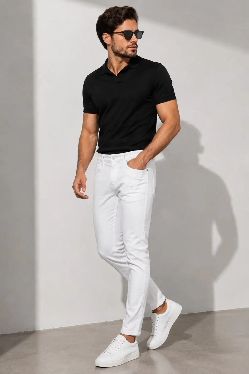 Erkek Likralı Denim Slim Fit Beyaz Jeans — görsel 3