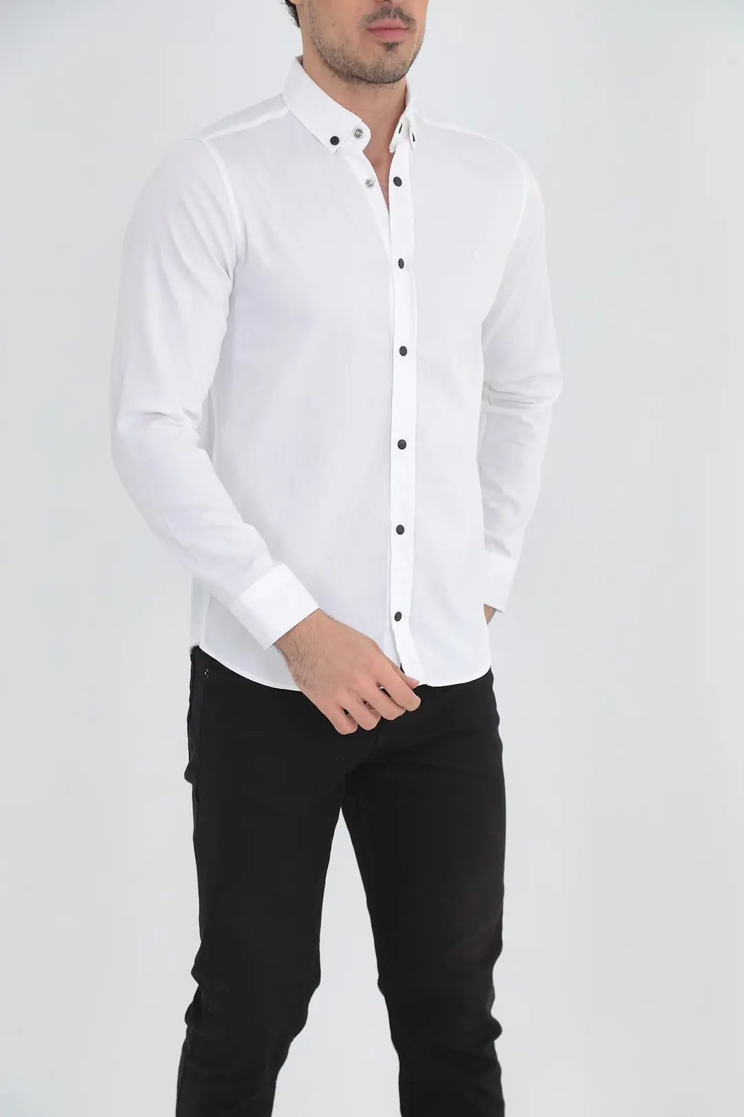 Erkek Slim Fit Kot Gömlek — görsel 5