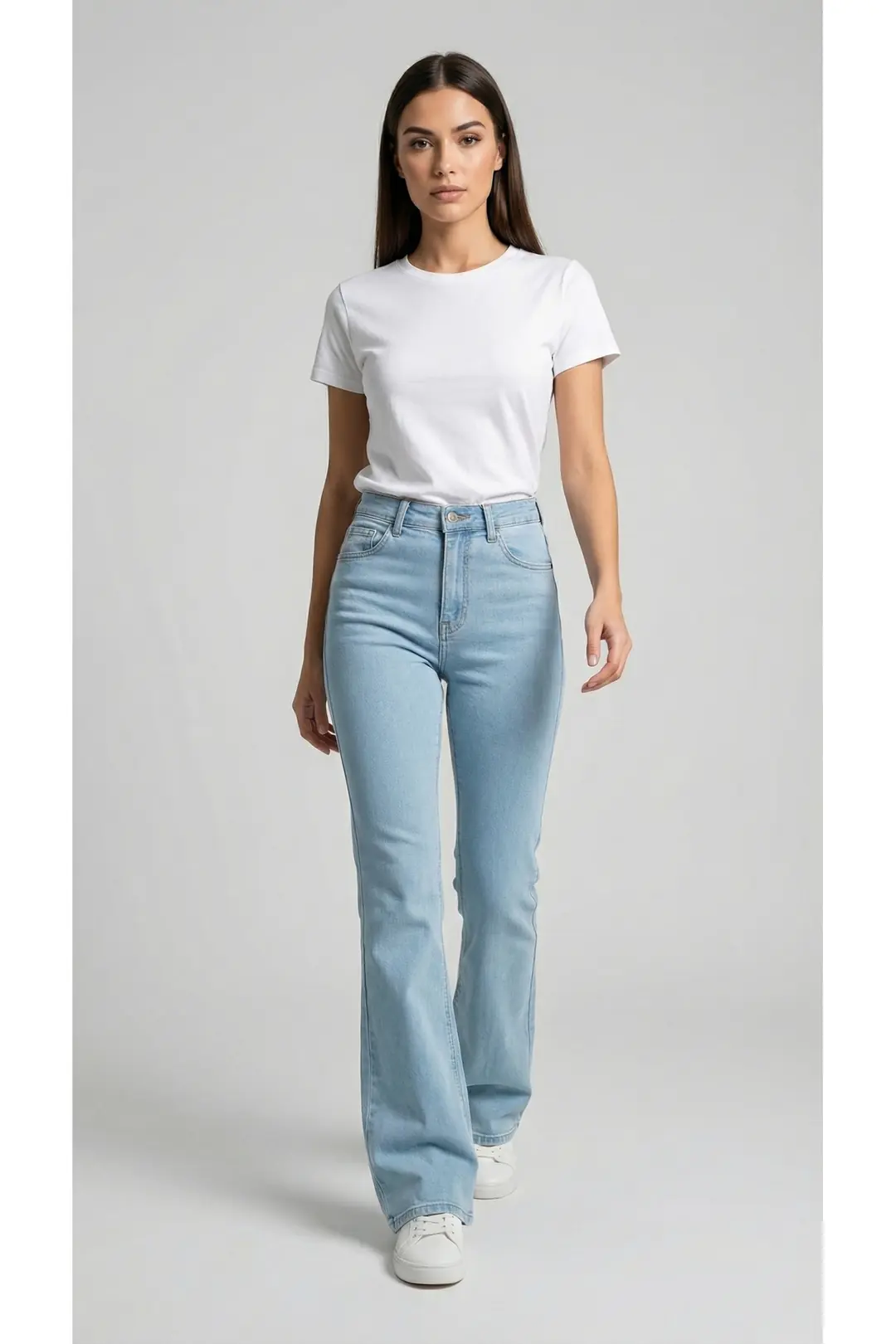 Kadın Süper Yüksek Bel Bootcut / İspanyol Paça Jean Pantolon — görsel 2