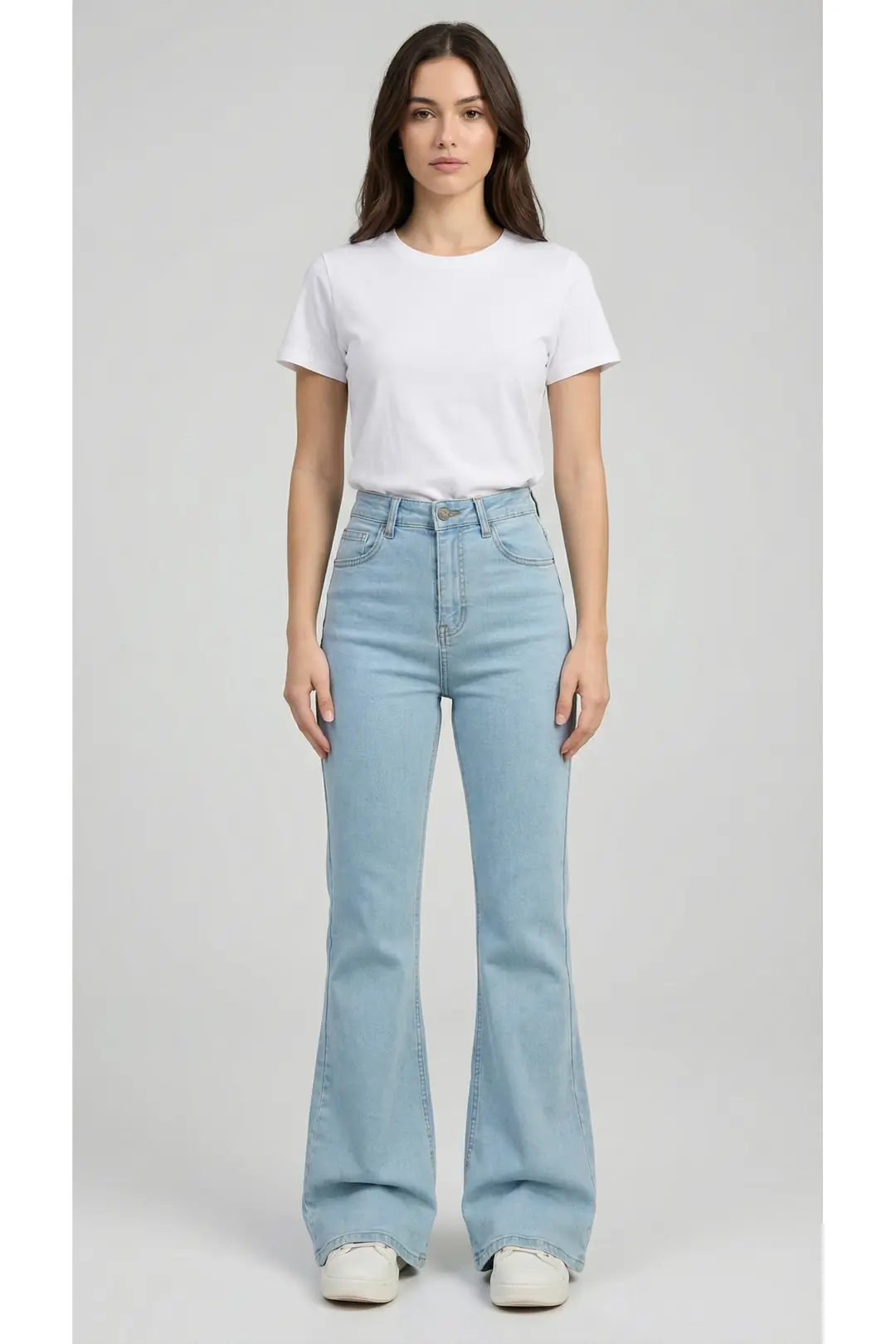 Kadın Süper Yüksek Bel Bootcut / İspanyol Paça Jean Pantolon — görsel 6